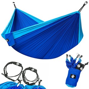 Legit Camping Portable Double Hammock - Light Blue/Blue - 400 lb Weight Capacity
