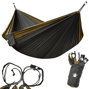 Legit Camping Portable Double Hammock - Bronze/Black - 400 lb Weight Capacity